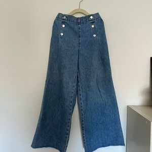 Girls Wide-Leg Denim Pants, Size 10